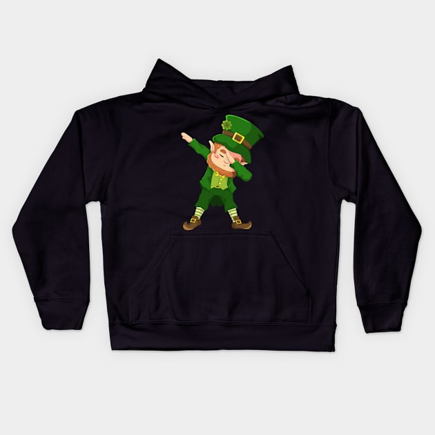 Kids Dabbing Leprechaun Kids Hoodie by HamilcArt